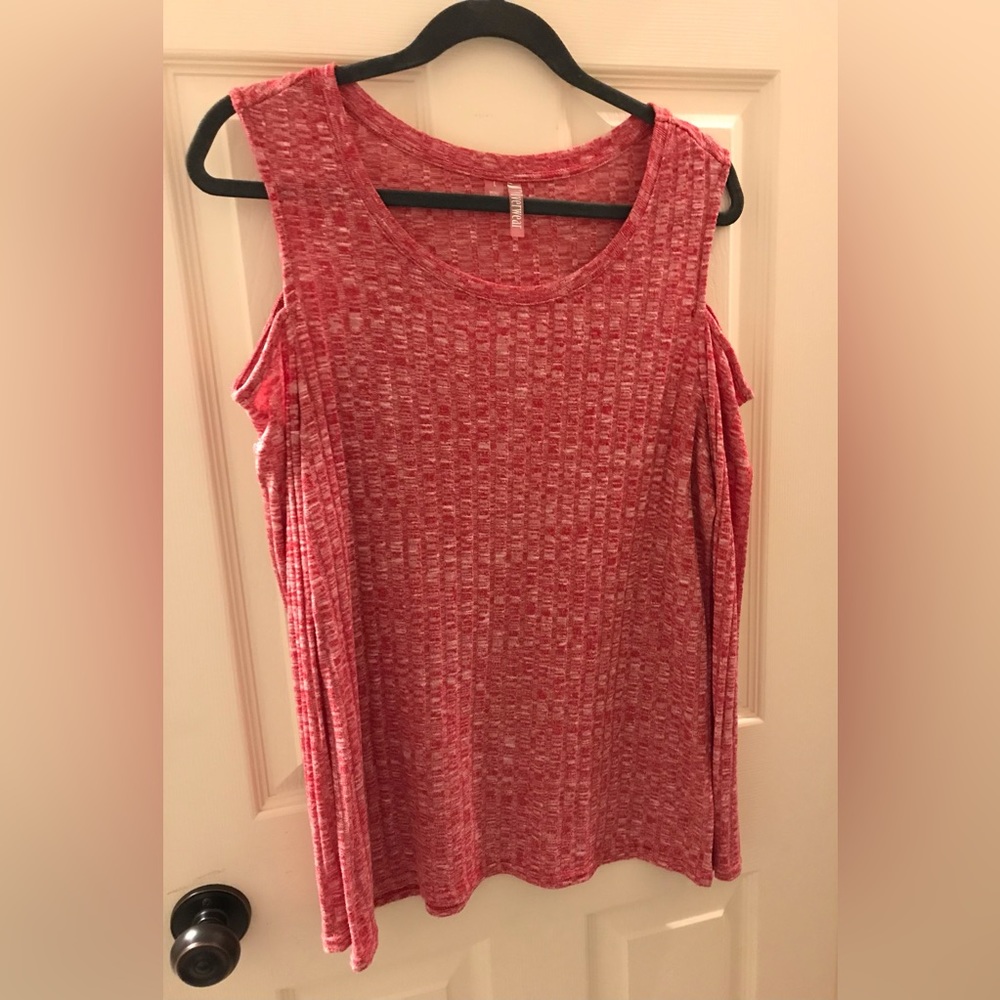 EUC Red cold shoulder top